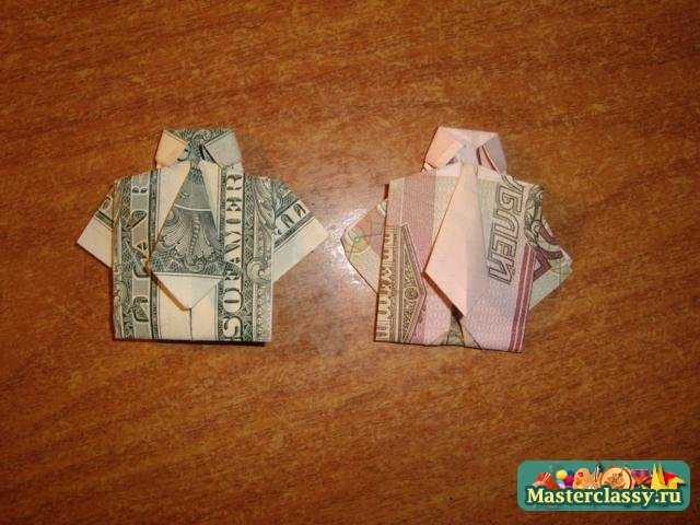 Оригами - деньги. Рубашка с галстуком. Пошаговый мастер класс с фото