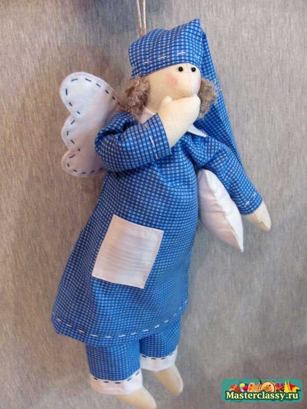 Сонный ангел Тильда в голубой пижаме. Мастер класс с пошаговыми фото