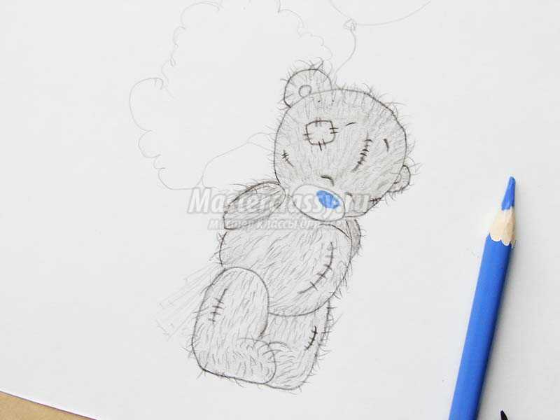 Учимся поэтапно рисовать мишку Тедди с сердцем в руках