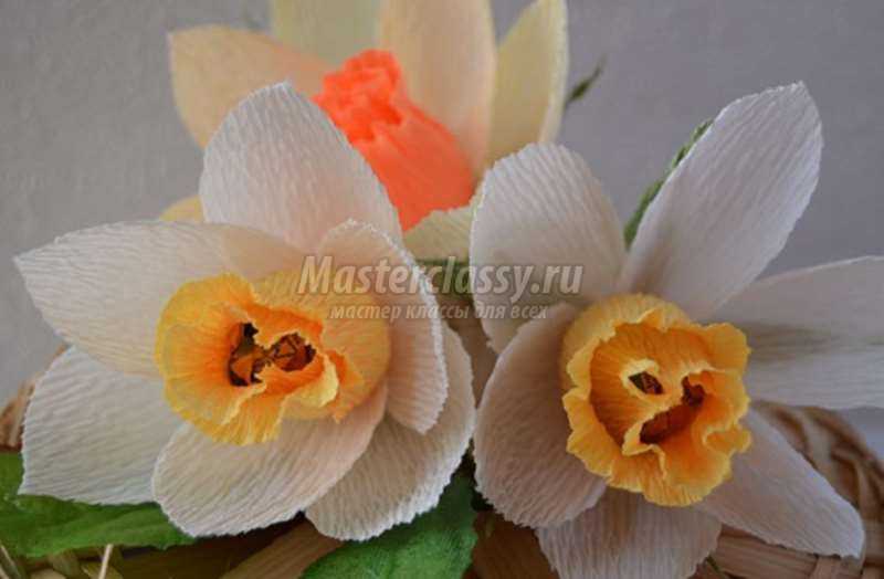 Цветы из конфет. Нарцисс с конфетой из гофрированной бумаги. Пошаговый мастер-класс с фото