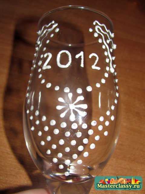 Украшение бокалов на Новый год в 3 вариантах