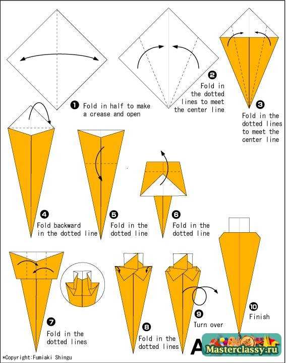 Оригами Морковь. Схема