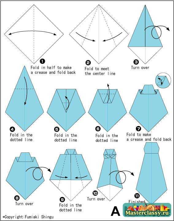 Как сделать галстук из бумаги. Схема оригами