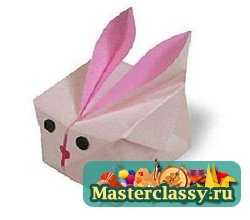 Поделка заяц из бумаги. Схема оригами