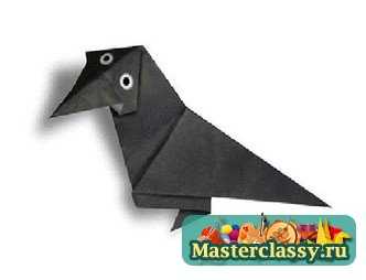 Ворона из бумаги. Схема оригами