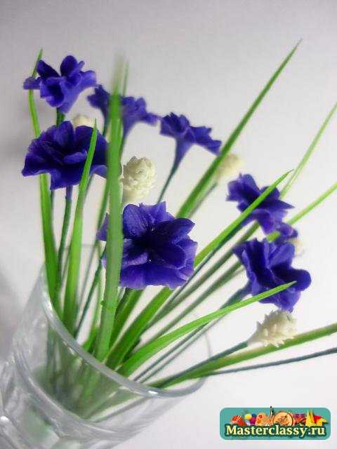 цветы из холодного фарфора васильки