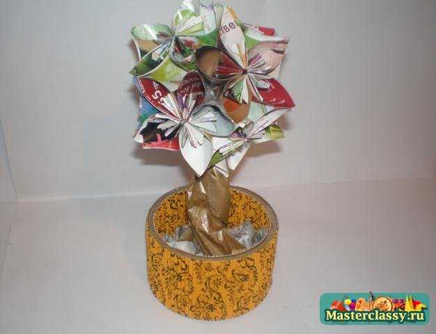 Бумажное дерево Цветы кусудами. Мастер класс