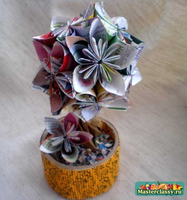 Бумажное дерево Цветы кусудами. Мастер класс
