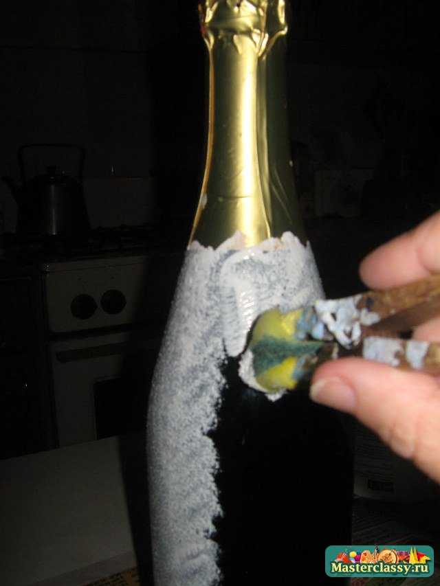 новогодний декупаж бутылки шампанского
