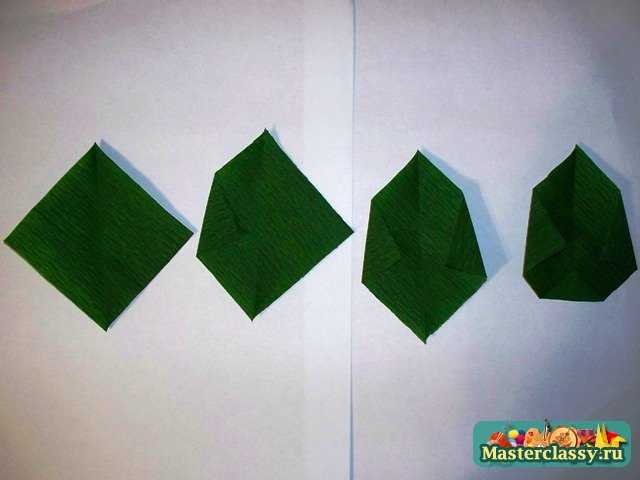 Цикламен оригами. Складывание листьев