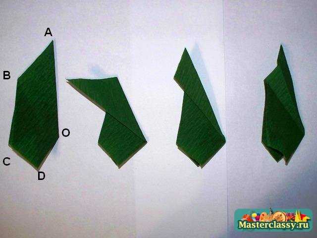 Цикламен оригами. Складывание листьев