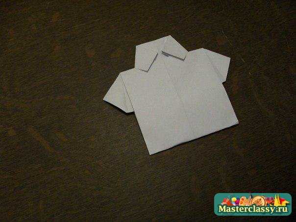 Детские поделки из бумаги. Рубашка оригами. Мастер класс