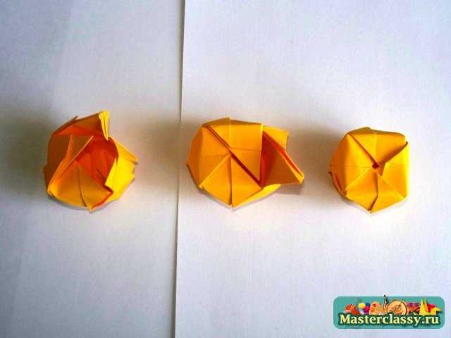 Роза оригами – второй этап