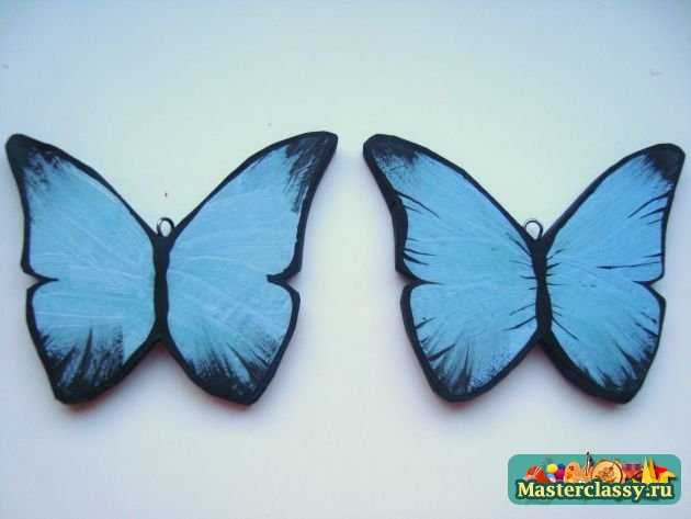 Авторские серьги Тропические бабочки ручной работы из полимерной глины
