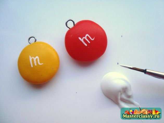 серьги M&M`s из пластики ручной работы