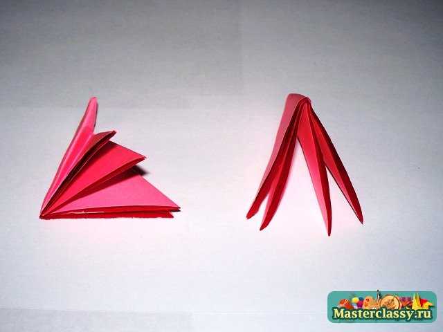 Сборка бутона цветка оригами