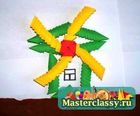 Модульное оригами для детей. Ветряная мельница. Мастер-класс
