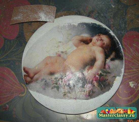 Декупаж шкатулки под старинное серебро спящий ангел МК с пошаговыми фото