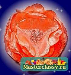 Красивая заколка «Чайная роза» из атласной ленты своими руками. Мастер класс с фото