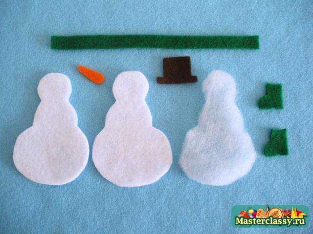 Елочные игрушки своими руками. Снеговик из фетра. Мастер класс с пошаговыми фото