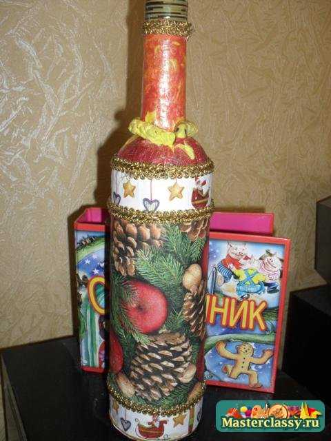 Новогодняя бутылка шампанского со змеей. Мастер класс с пошаговыми фото