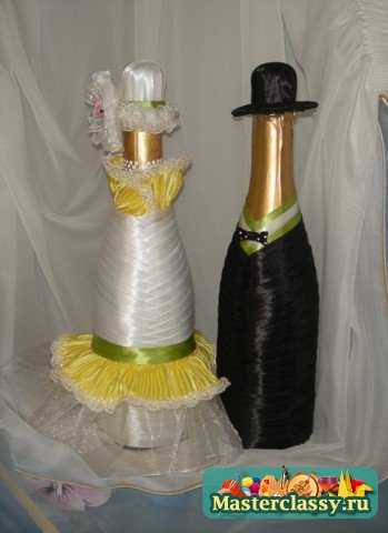 Украшение свадебных бутылок в стиле Ретро. Мастер класс с пошаговыми фото