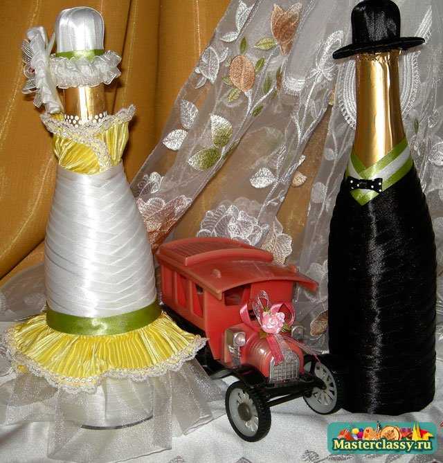 Украшение свадебных бутылок в стиле Ретро. Мастер класс с пошаговыми фото