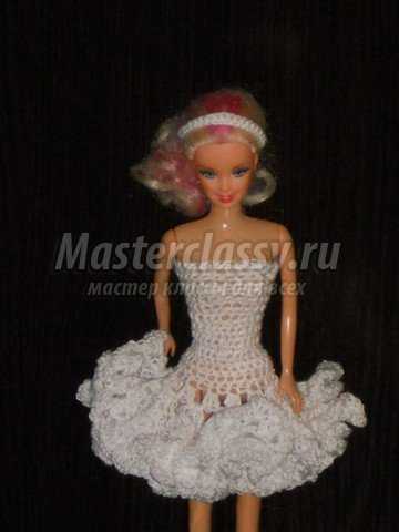 Вязаное ажурное платье для куклы. Мастер класс с пошаговыми фото