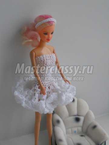 Вязаное ажурное платье для куклы. Мастер класс с пошаговыми фото