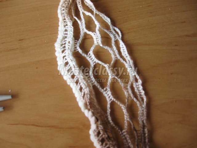 Вязаный шарф из специальной пряжи спицами. Мастер класс