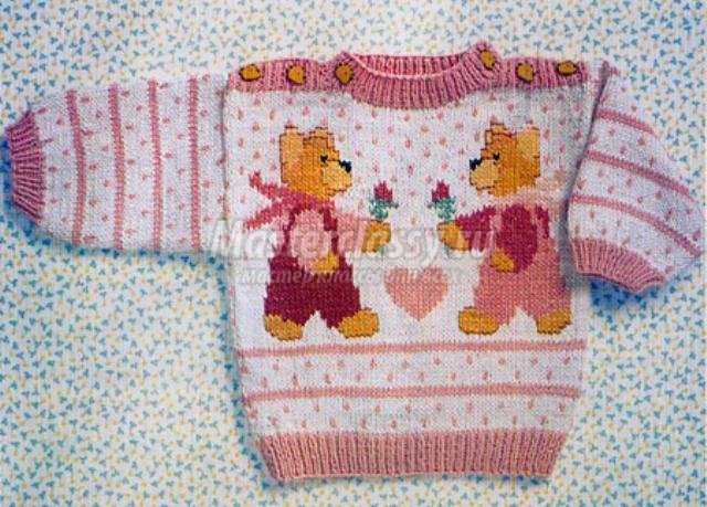 Вязаный свитер с медвежатами на 9-12 месяцев