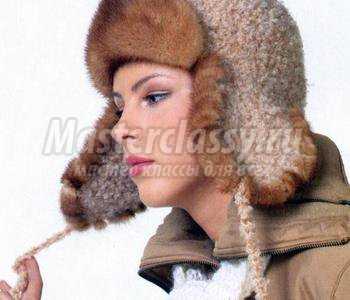 Вязание спицами шапки-ушанки на зиму