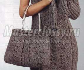 Вязаное платье, митенки и сумочка для милых дам