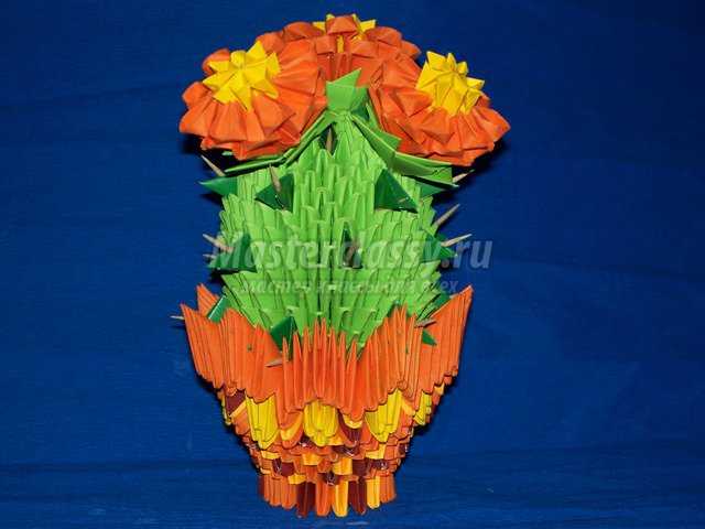 Модульное оригами Цветущий кактус