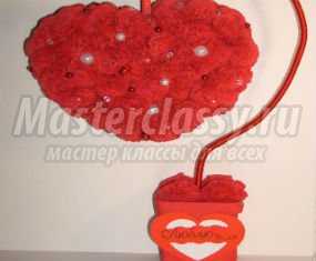 Топиарий «Сердце» из салфеток на день Святого Валентина. Мастер класс с пошаговым фото