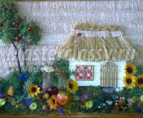 Декоративное панно-оберег "Домик в деревне". Мастер класс с пошаговым фото