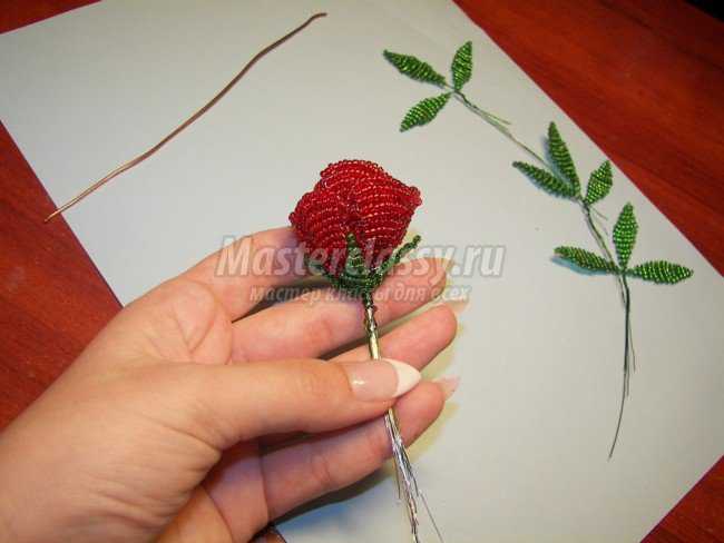 Куст красных роз из бисера