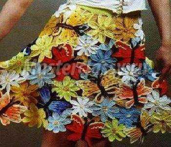 Летняя юбка с цветами. Вязание и схема
