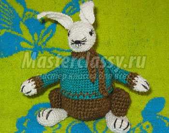 Вязание пасхального зайца с секретом крючком. Мастер класс с пошаговыми фото