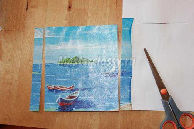скрапбукинг открытка-рамка в морском стиле