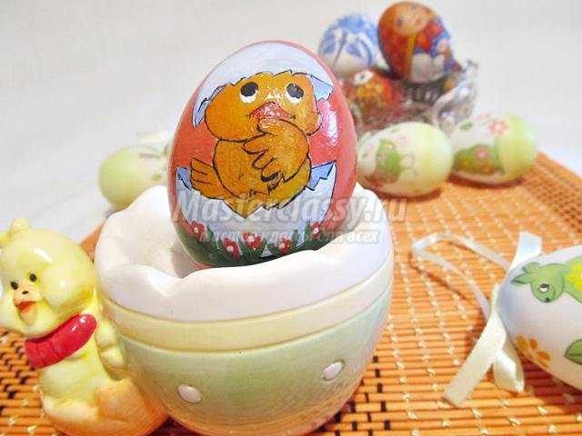 Детское пасхальное яйцо с росписью.