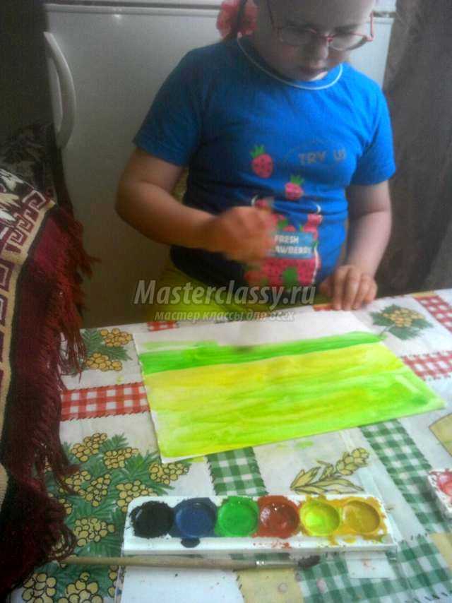 детские рисунки красками. Одуванчики