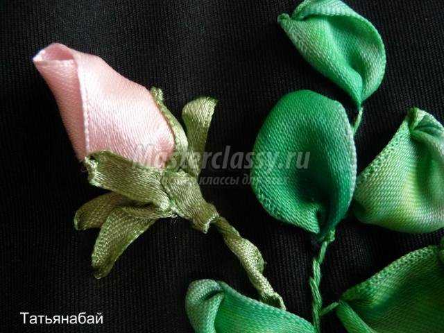 вышивка розы атласными лентами