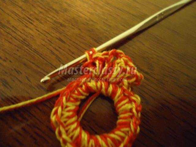 вязание сережек крючком. Хохлома