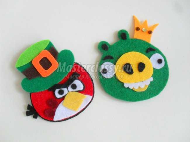 Детские брошки Angry Birds из фетра