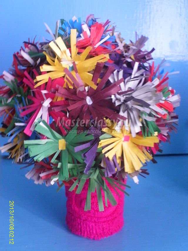 цветочный шар из цветной бумаги