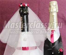 Как оформить свадебное шампанское своими руками