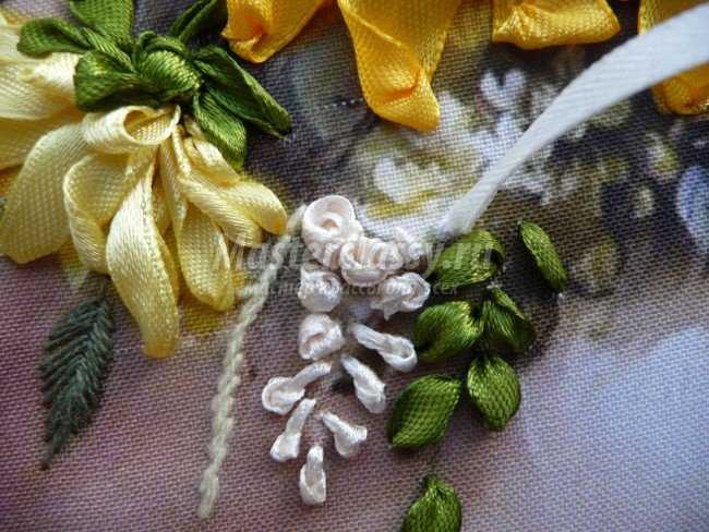 вышивка лентами цветы