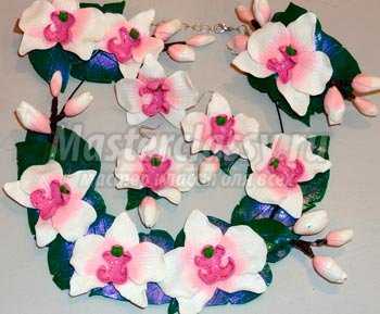 Бижутерия из полимерной глины. «Розовая орхидея» мастер-класс с фото