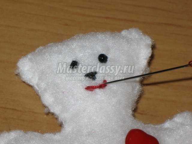 Елочные игрушки из фетра – Мишка и снеговик